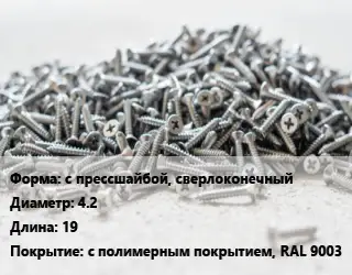 Шуруп с прессшайбой, сверлоконечный 4.2х19 с полимерным покрытием, RAL 9003